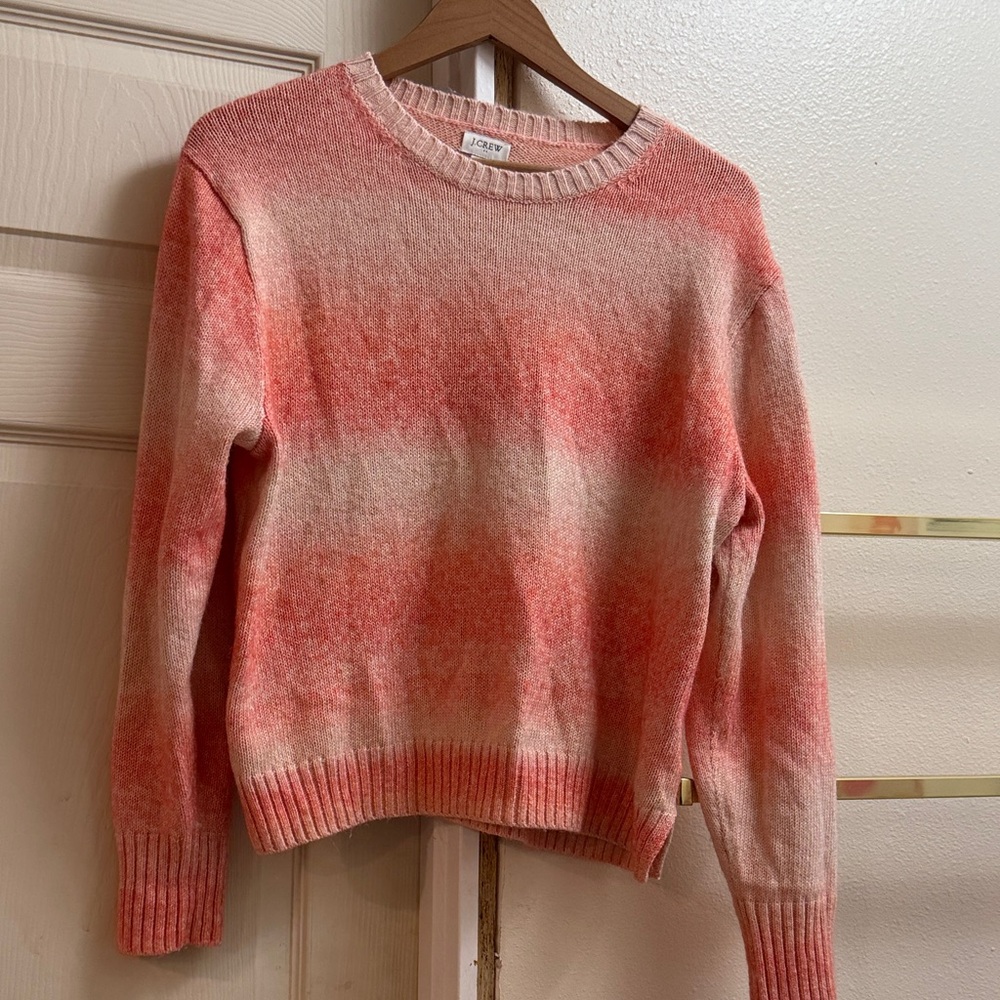 J. Crew Women's Tie-Dye Crewneck Sweater in Pink and Cream